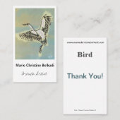 Elegant Bird Flying Art Handrawn Dank je script Visitekaartje (Voorkant / Achterkant)
