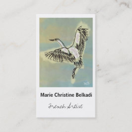 Elegant Bird Flying Art Handrawn Dank je script Visitekaartje