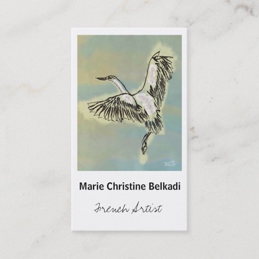 Elegant Bird Flying Art Handrawn Dank je script Visitekaartje (Voorkant)