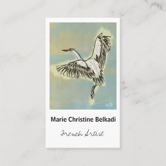 Elegant Bird Flying Art Handrawn Dank je script Visitekaartje (Voorkant)