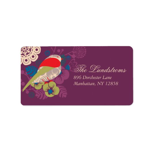 Elegant Bird In Paradise Mailing Label (Voorkant)