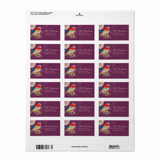 Elegant Bird In Paradise Mailing Label (Full Sheet)