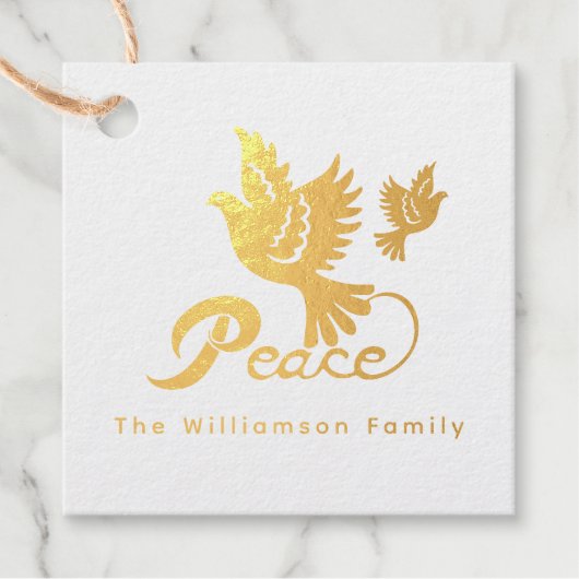 Elegant Bird of Peace Holiday Bedankjes Labels (Voorkant)