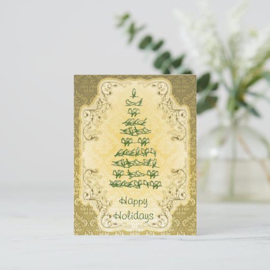 Elegant Bird Tree Briefkaart (Staand voorkant)