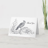 Elegant  Bird Wedding Funeral Folded Black Bedankkaart (Voorkant)