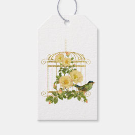 Elegant Birdcage met Rozen Gift Label Cadeaulabel