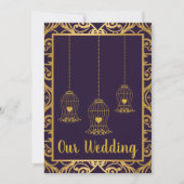 ELEGANT BIRDCAGE NAVY GOLD ABSTRACT WEDING KAART (Voorkant)