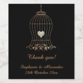 ELEGANT BIRDCAGE RUSTIC BLACK GOLD 2 WIJN ETIKET (Enkel label)