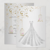 ELEGANT Birdcage trouwjurk zilvergoudbruiloft Kaart (Voorkant / Achterkant)