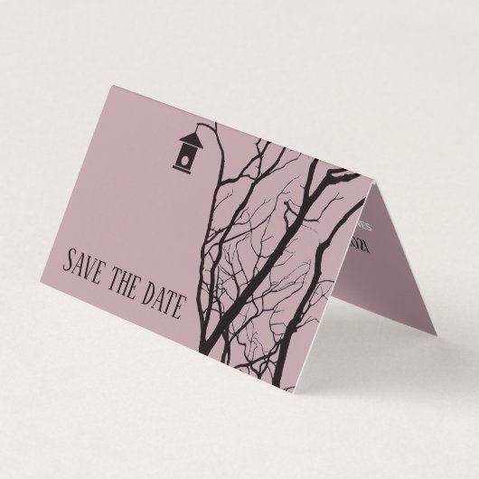 Elegant Birdhouse, foto Save the Date Card Visitekaartje (Voorkant)