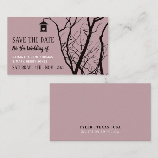 Elegant Birdhouse, sla de datum op Informatiekaartje (Voorkant / Achterkant)