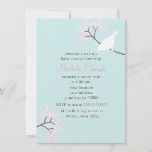 Elegant Birds Baby shower Kaart