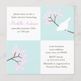 Elegant Birds Baby shower Kaart