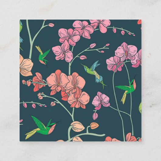 Elegant Birds & Botanical Square Visitekaartje (Achterkant)