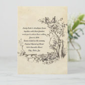 Elegant  Birds Cream Wedding Invitation Kaart (Staand voorkant)
