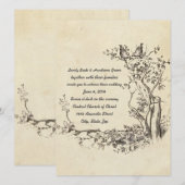 Elegant  Birds Cream Wedding Invitation Kaart (Voorkant / Achterkant)