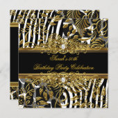 Elegant Birthday Animal Black Gold Damask Kaart (Voorkant / Achterkant)