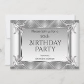 Elegant Birthday Art Deco Silver Chrome Kaart (Voorkant)