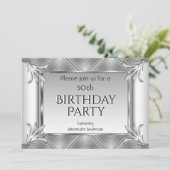 Elegant Birthday Art Deco Silver Chrome Kaart (Staand voorkant)