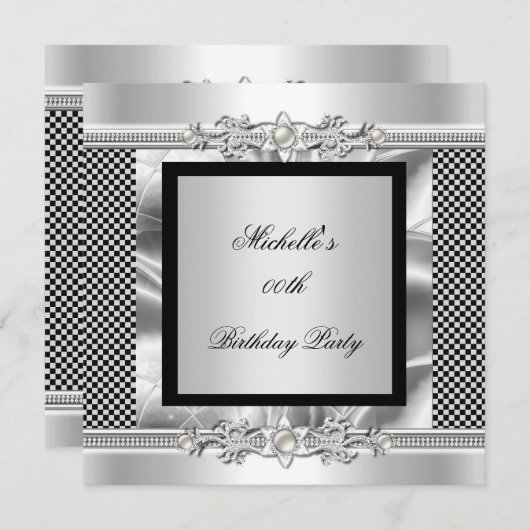 Elegant Birthday Art Deco Silver Kijk uit Kaart (Voorkant / Achterkant)