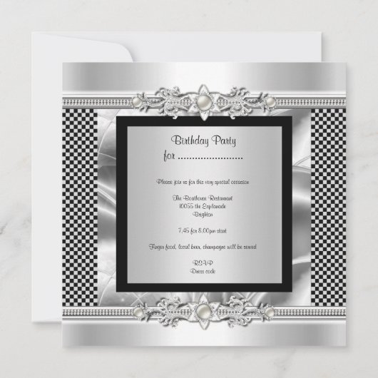 Elegant Birthday Art Deco Silver Kijk uit Kaart (Achterkant)