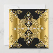 Elegant Birthday  Black Gold Diamond Kaart (Achterkant)