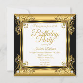 Elegant Birthday  Black Gold Diamond Kaart (Voorkant)