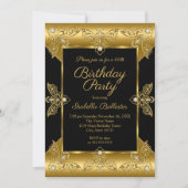 Elegant Birthday Black Gold Elite Diamond 2 Kaart (Voorkant)