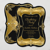 Elegant Birthday Black Gold Elite Diamond 3 Kaart (Voorkant / Achterkant)