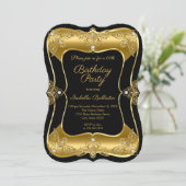 Elegant Birthday Black Gold Elite Diamond 3 Kaart (Staand voorkant)