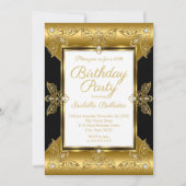 Elegant Birthday Black Gold Elite Diamond Kaart (Voorkant)