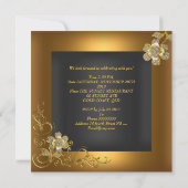 Elegant Birthday Black Gold Flower Kaart (Achterkant)