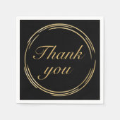 Elegant Birthday Black Gold Hartelijk dank Servet (Voorkant)