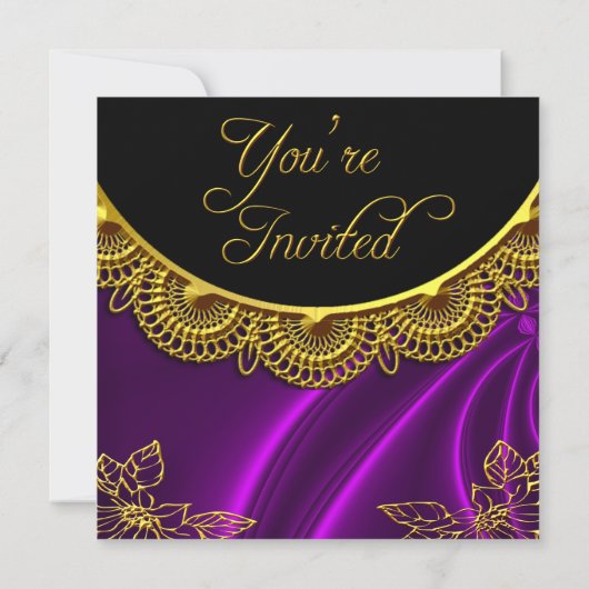 Elegant Birthday Black Paars Gold Kaart (Achterkant)