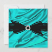 Elegant Birthday Blauwgroen Blauwe Zijde Zijde Zwa Kaart (Achterkant)