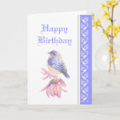Elegant Birthday, Blue Bird, Garden Flowers Kaart (Gele Bloem)