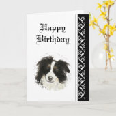 Elegant Birthday, Border Collie Dog Pet Kaart (Gele Bloem)