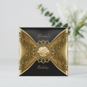 Elegant Birthday Bronze op Gold Jewel Black Kaart (Staand voorkant)