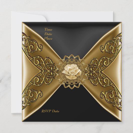 Elegant Birthday Bronze op Gold Jewel Black Kaart (Achterkant)