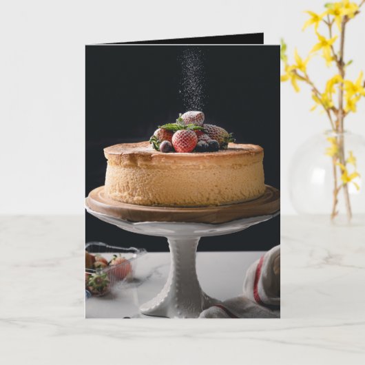 Elegant Birthday Cake Kaart (Gele Bloem)