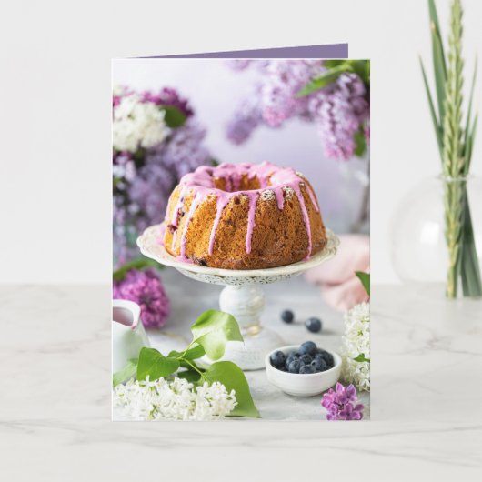 Elegant Birthday Cake Kaart (Voorkant)