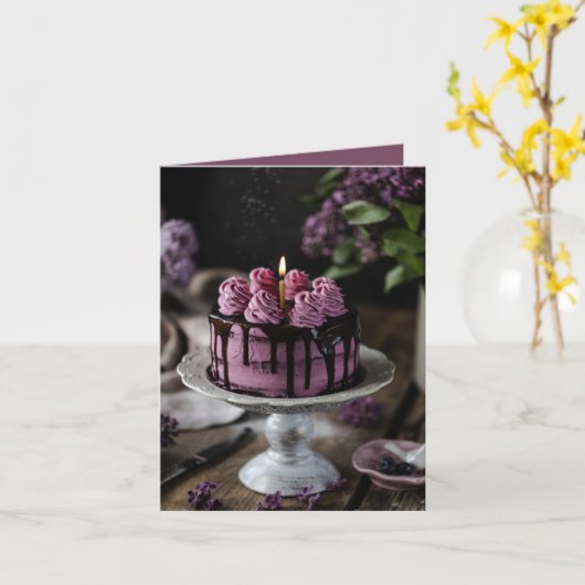 Elegant Birthday Cake Small Greeting Kaart (Gele Bloem)