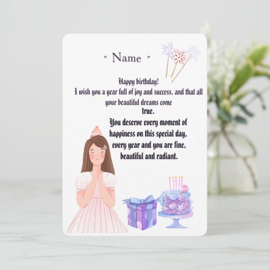 Elegant Birthday Card for Her – Personalized Greet Bedankkaart (Staand voorkant)
