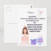 Elegant Birthday Card for Her – Personalized Greet Briefkaart (Voorkant / Achterkant)