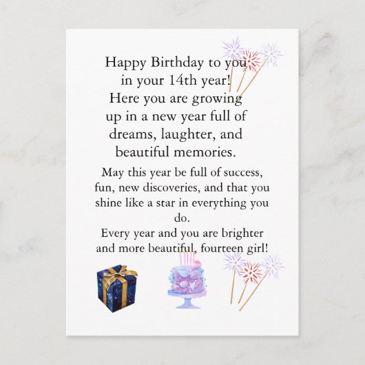 Elegant Birthday Card for Her – Personalized Greet Feestdagenkaart (Voorkant)