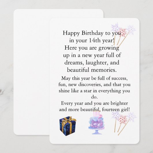 Elegant Birthday Card for Her – Personalized Greet Kaart (Voorkant / Achterkant)