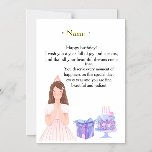 Elegant Birthday Card for Her – Personalized Greet Magnetische Uitnodiging (Voorkant)