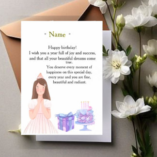 Elegant Birthday Card for Her – Personalized Greet Magnetische Uitnodiging