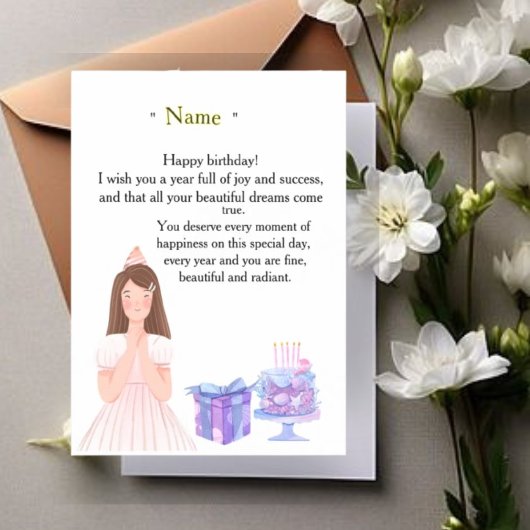 Elegant Birthday Card for Her – Personalized Greet Magnetische Uitnodiging