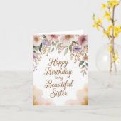 Elegant Birthday Card for Sister Kaart (Gele Bloem)